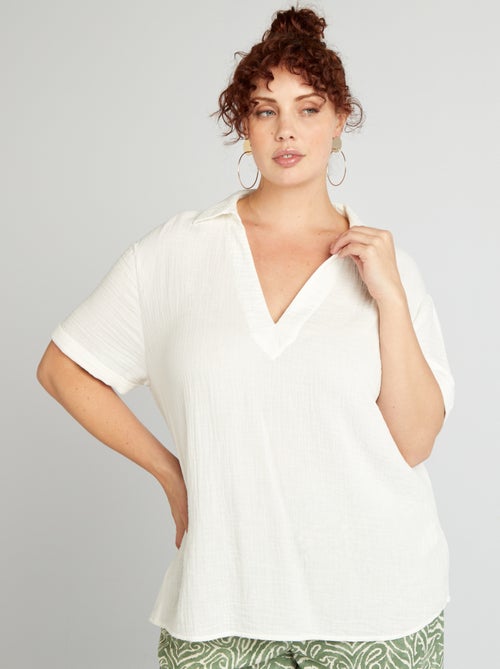 Blouse unie en gaze de coton - Kiabi