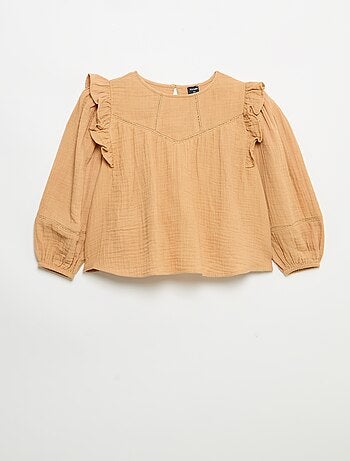 Blouse unie en gaze de coton