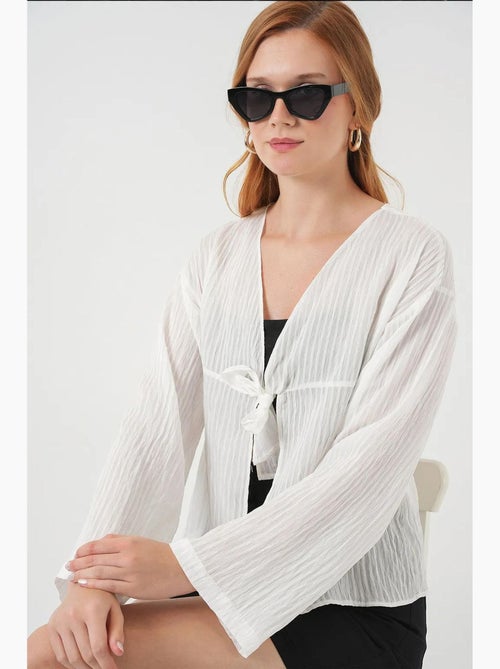 Blouse v-hals met strik bdart - Kiabi