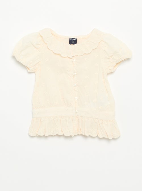Blouse van broderie anglaise met korte mouwen - Kiabi