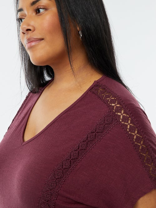 Blouse van crêpe-achtige stof met borduursel - Kiabi