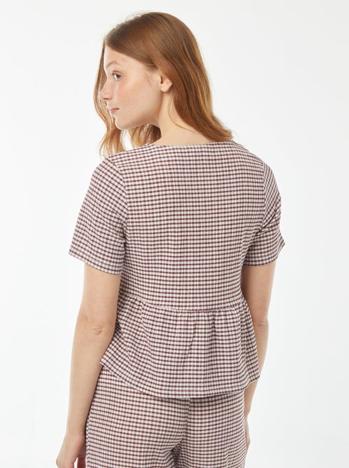 Blouse van crêpeachtige stof met striksluiting - Kiabi
