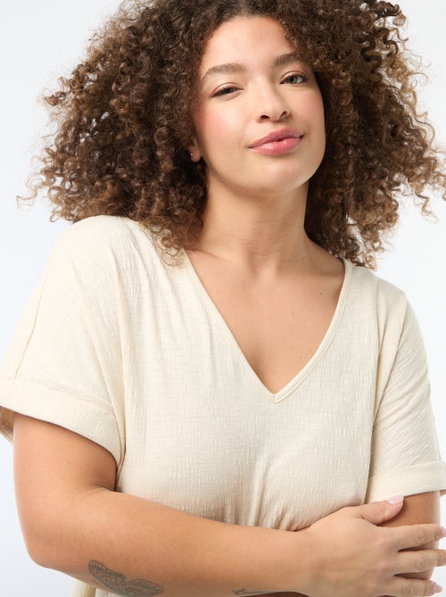 Blouse van crêpestof met korte mouwen - Kiabi