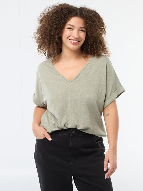 Blouse van crêpestof met korte mouwen - Kiabi