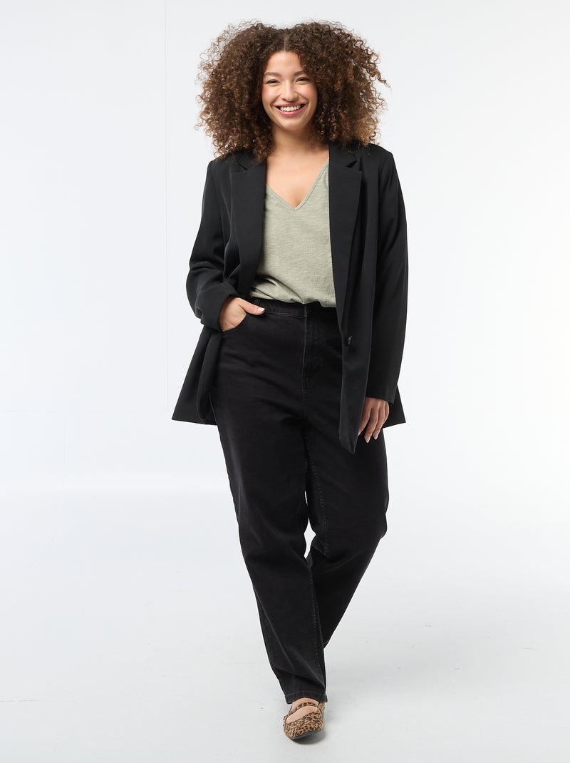 Blouse van crêpestof met korte mouwen Groen - Kiabi