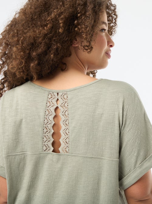 Blouse van crêpestof met korte mouwen - Kiabi