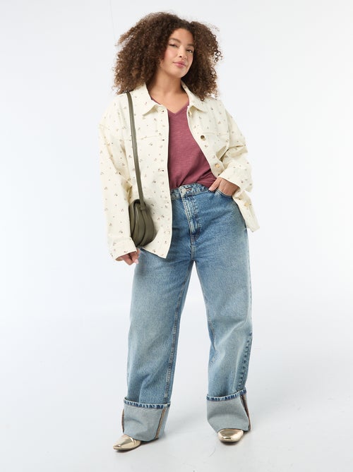 Blouse van crêpestof met korte mouwen - Kiabi