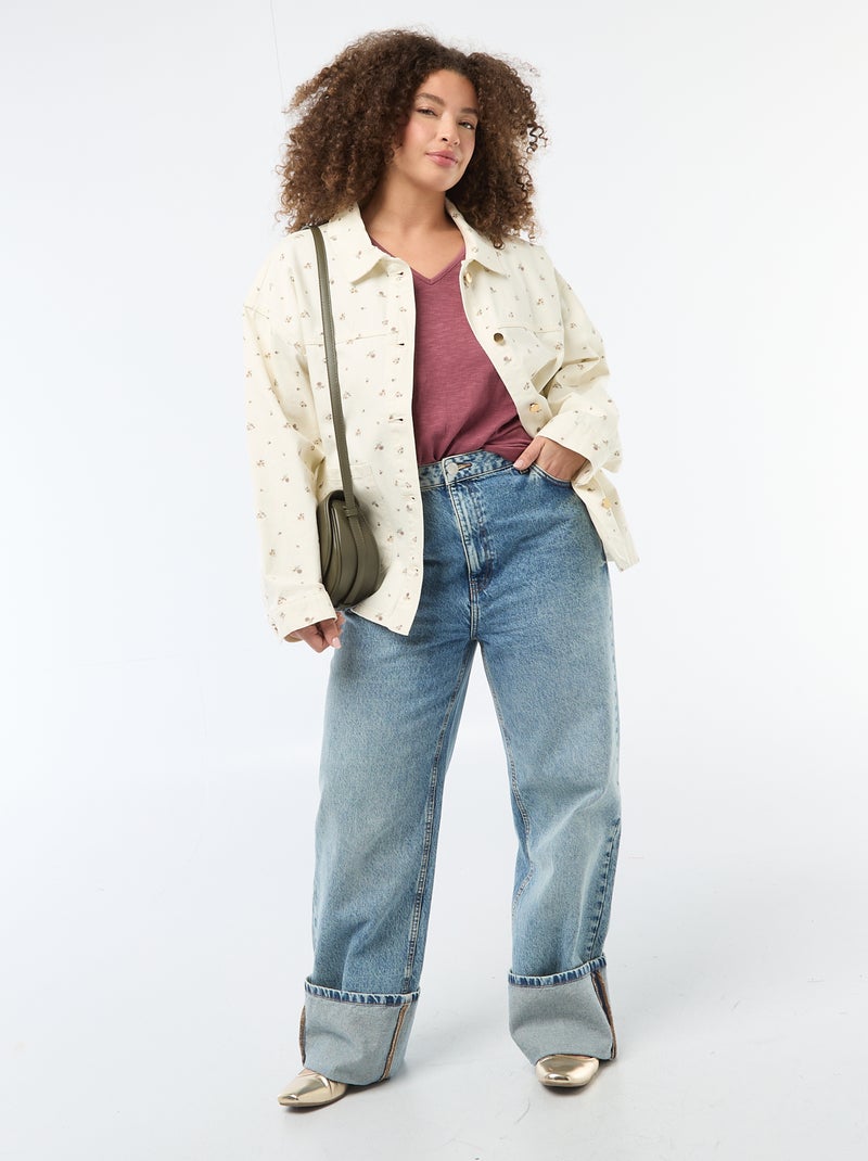 Blouse van crêpestof met korte mouwen Rose - Kiabi