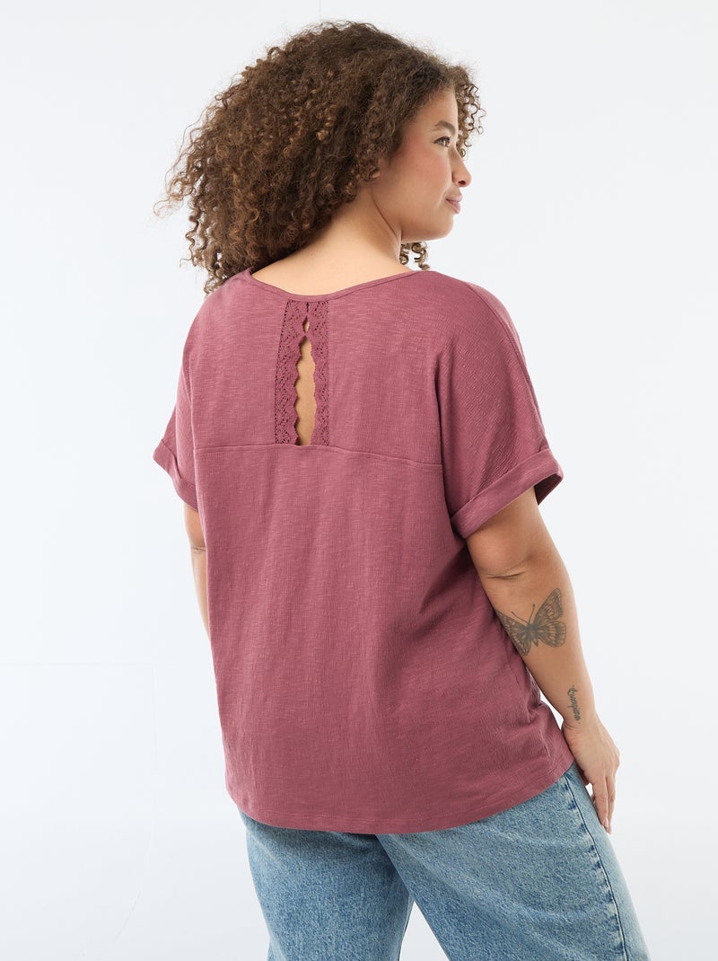 Blouse van crêpestof met korte mouwen Rose - Kiabi