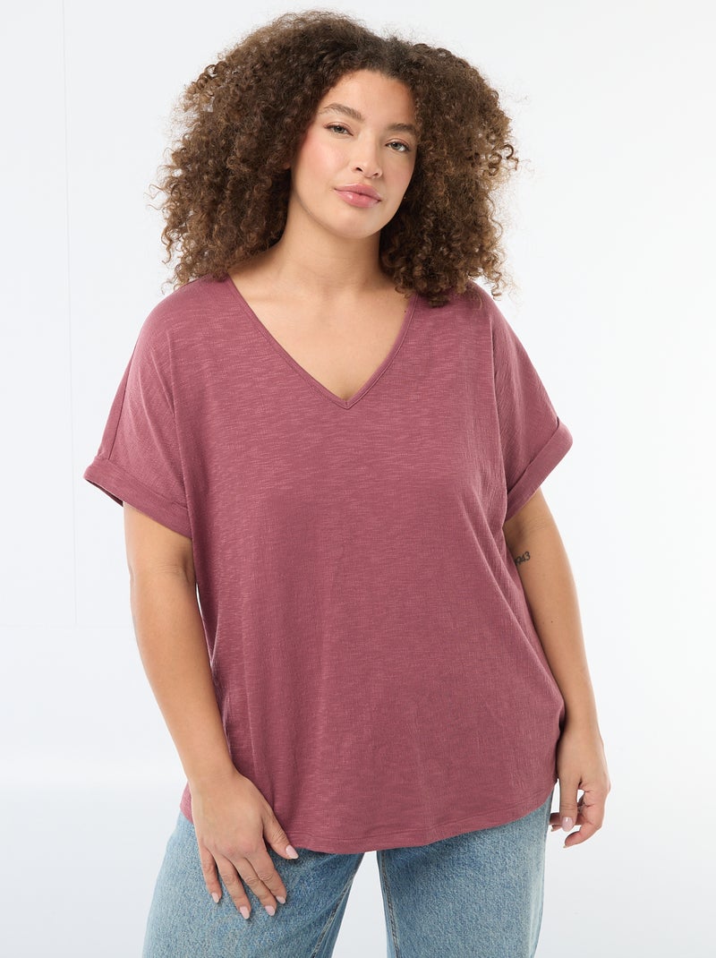 Blouse van crêpestof met korte mouwen Rose - Kiabi