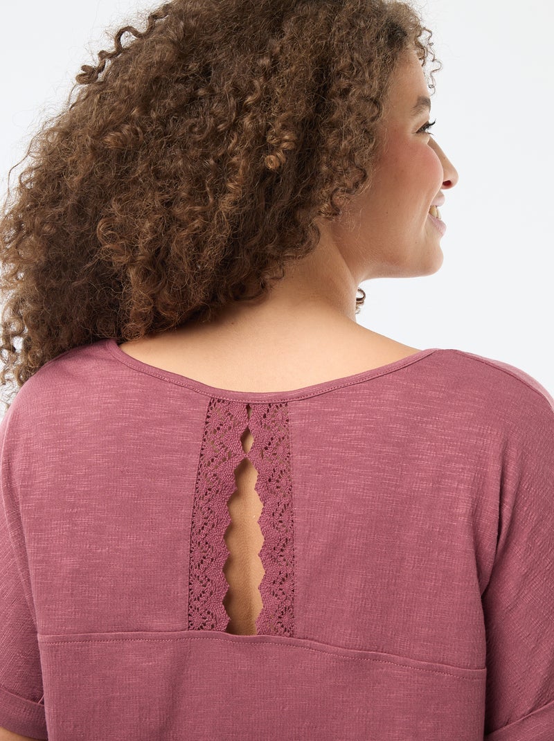 Blouse van crêpestof met korte mouwen Rose - Kiabi