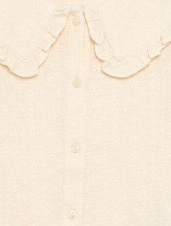 Blouse van dubbel gaas met Peter Pan-kraag