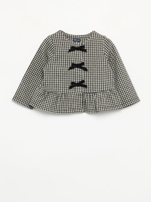 Blouse van flanel met strikjes en een ruche aan de onderkant - Kiabi
