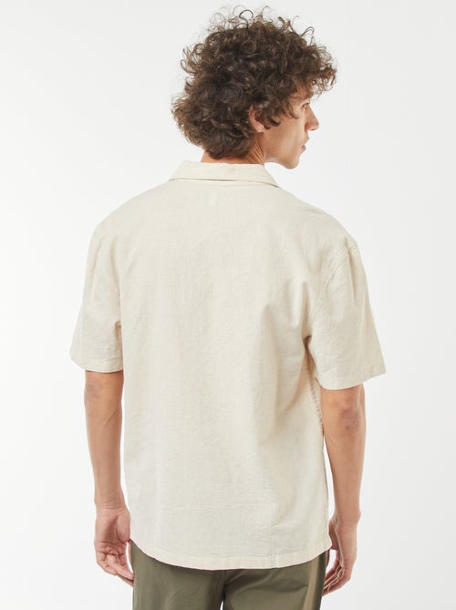 Blouse van gemengd linnen met korte mouw en borduursel - Kiabi