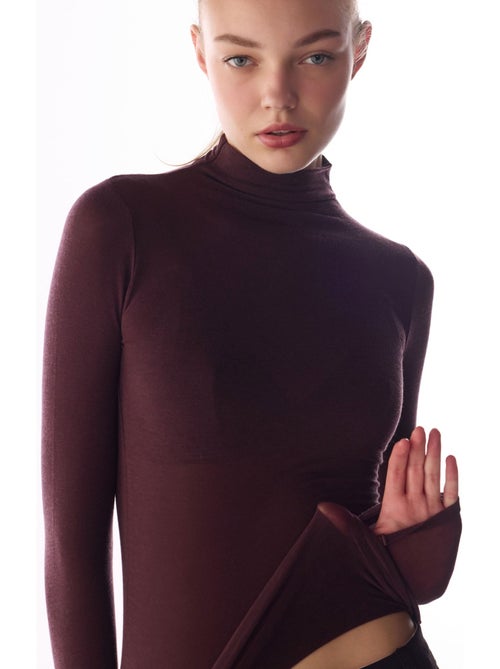 Blouse van kasjmier met hoge hals en lange mouwen penti - Kiabi