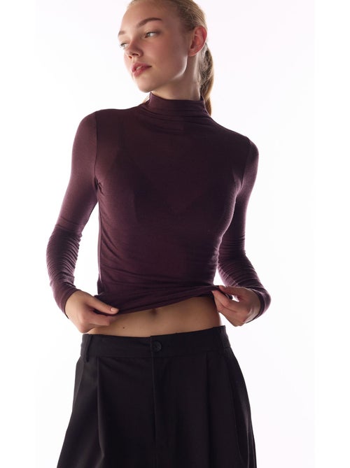 Blouse van kasjmier met hoge hals en lange mouwen penti - Kiabi