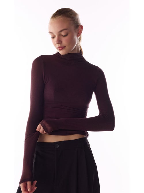 Blouse van kasjmier met hoge hals en lange mouwen penti - Kiabi