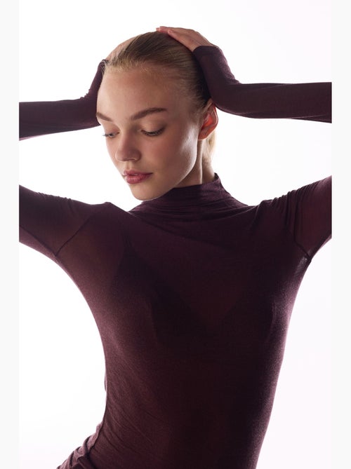 Blouse van kasjmier met hoge hals en lange mouwen penti - Kiabi