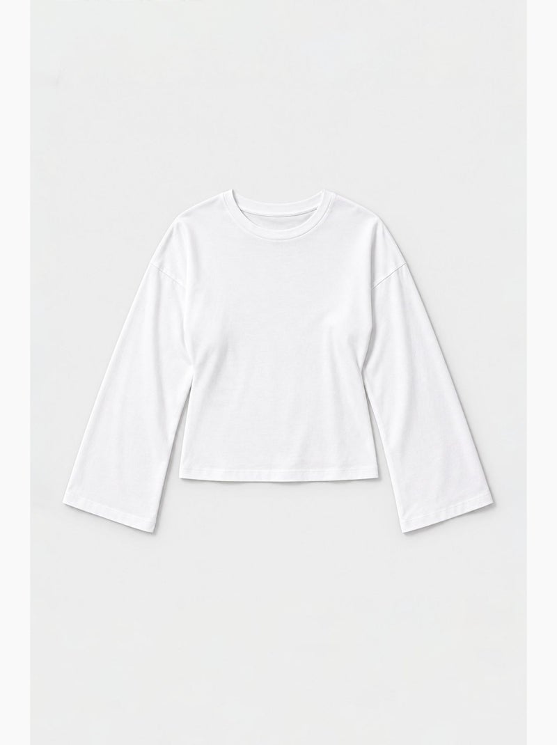 Blouse van katoen en elastaan busem Wit - Kiabi