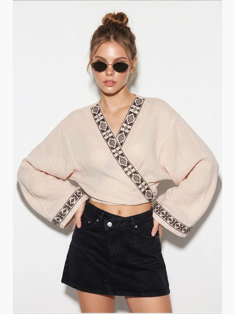 Blouse van katoen lucci Klei-beige - Kiabi