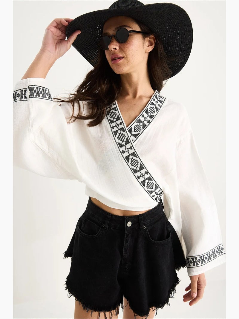 Blouse van katoen lucci Wit - Kiabi
