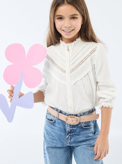 Blouse van katoen met plumetis - Kiabi