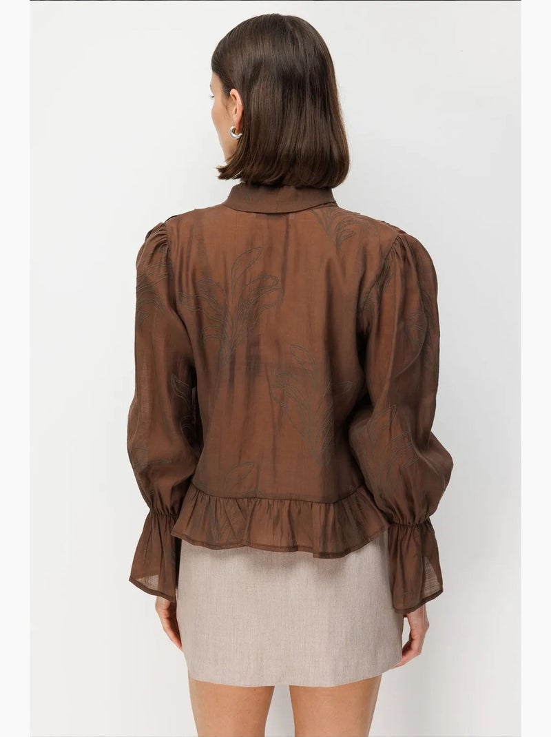 Blouse van katoen mixray Bruin - Kiabi