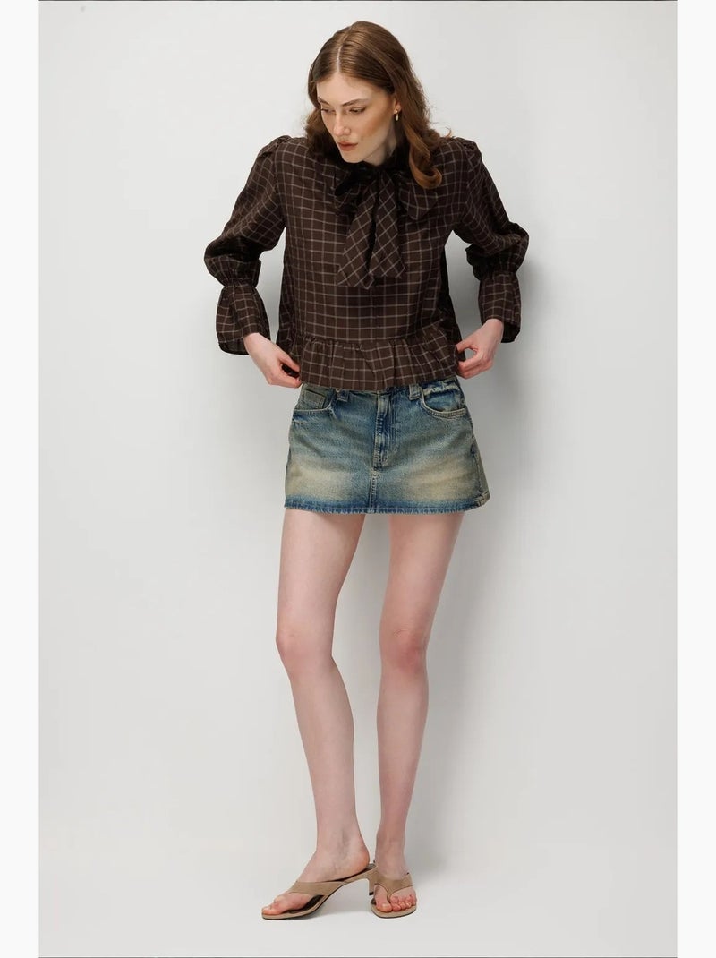 Blouse van katoen mixray Bruin - Kiabi