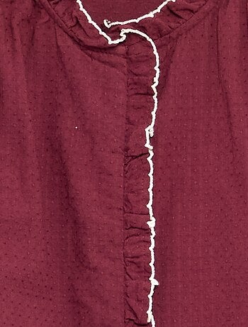 Blouse van katoenen gaas met ruches