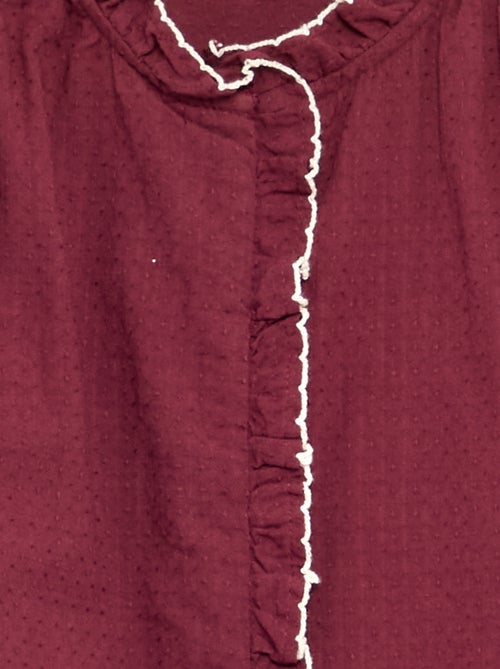 Blouse van katoenen gaas met ruches - Kiabi