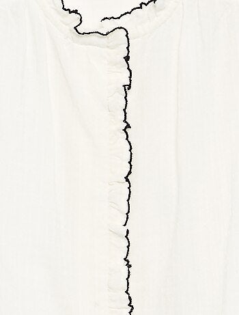 Blouse van katoenen gaas met ruches