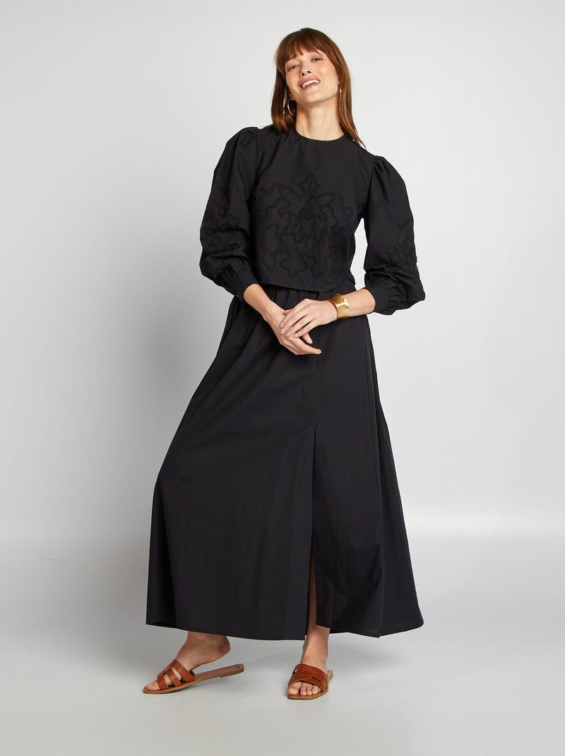 Blouse van katoenen voile zwart - Kiabi