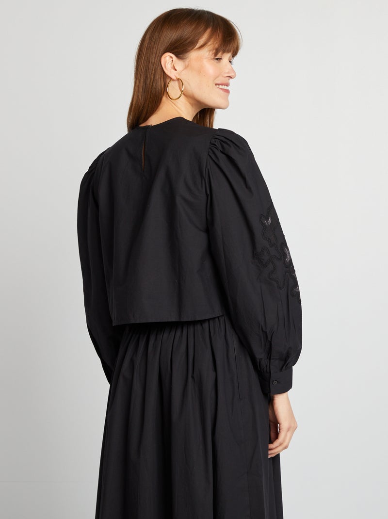 Blouse van katoenen voile zwart - Kiabi