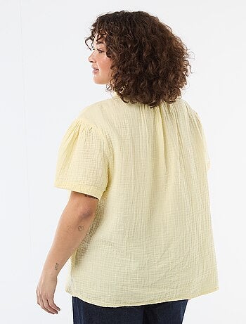 Blouse van katoengaas met gefronste kraag