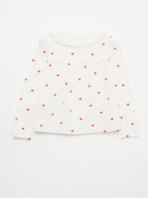 Blouse van katoengaas met hartjesmotief - Kiabi