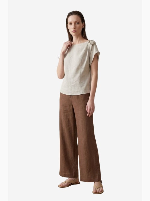 Blouse van katoenpopeline met boothals en strik my fashion - Kiabi