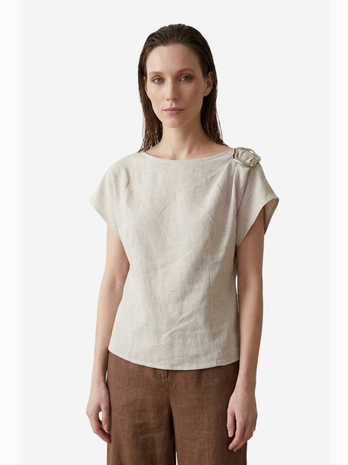Blouse van katoenpopeline met boothals en strik my fashion - Kiabi