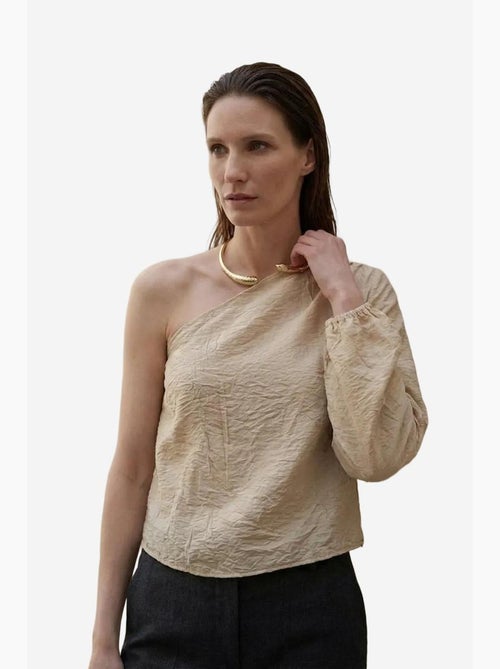 Blouse van katoenpopeline met één schouder en uitsnijding my fashion - Kiabi