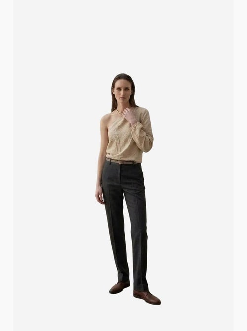 Blouse van katoenpopeline met één schouder en uitsnijding my fashion - Kiabi