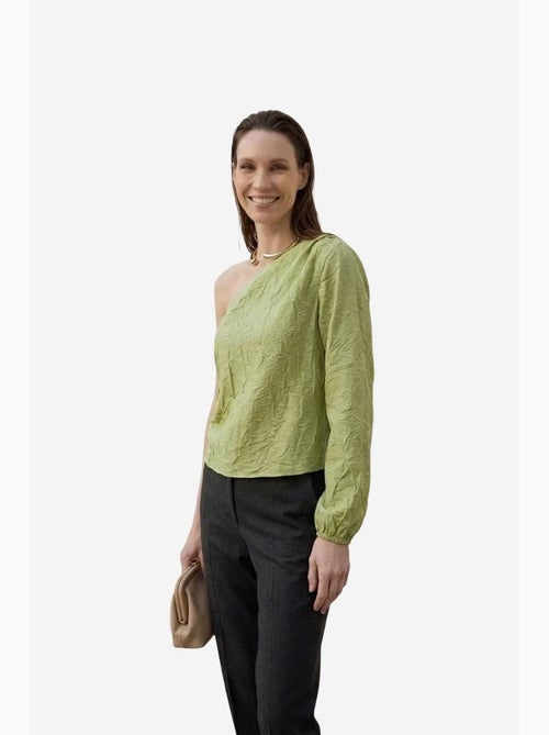 Blouse van katoenpopeline met één schouder en uitsnijding my fashion - Kiabi