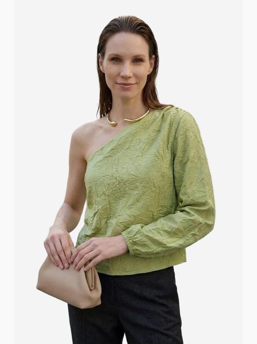 Blouse van katoenpopeline met één schouder en uitsnijding my fashion - Kiabi