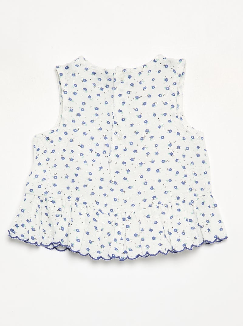 Blouse van katoenvoile Blauw - Kiabi