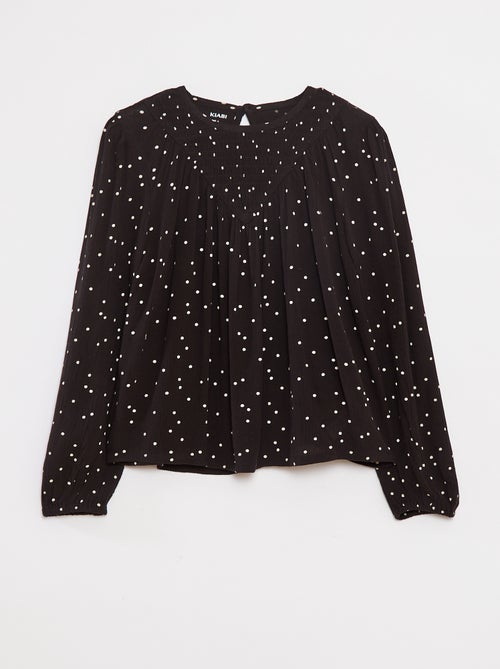 Blouse van kreukeltricot met print - Kiabi