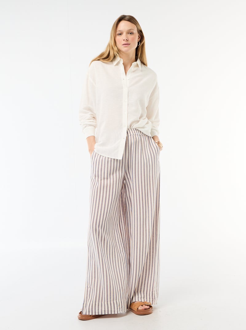 Blouse van linnenmix Wit - Kiabi