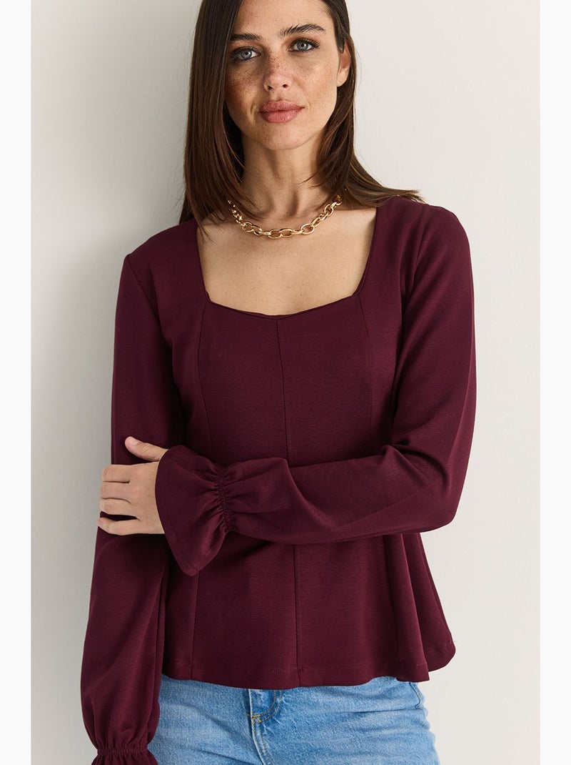 Blouse van modalmix lucci Bordeauxrood - Kiabi