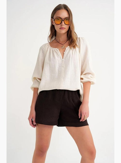 Blouse van mousseline met knopen mixray - Kiabi