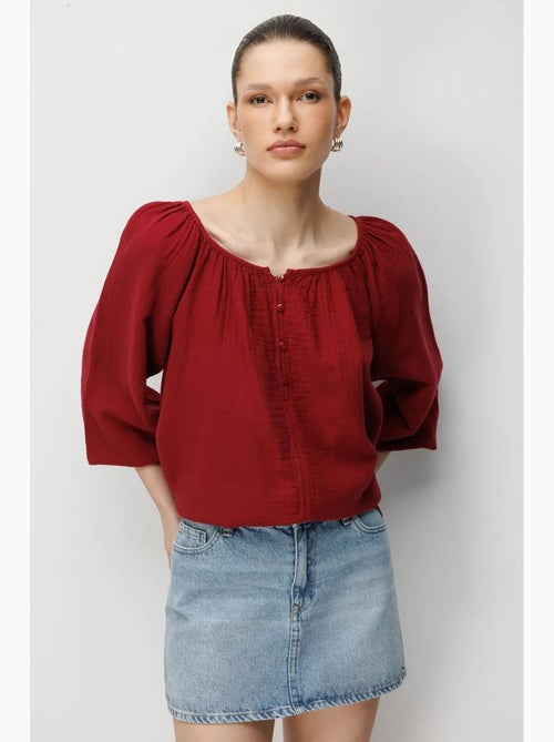 Blouse van mousseline met knopen mixray - Kiabi