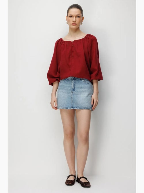 Blouse van mousseline met knopen mixray - Kiabi