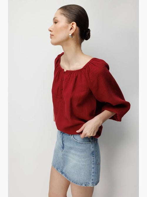 Blouse van mousseline met knopen mixray - Kiabi