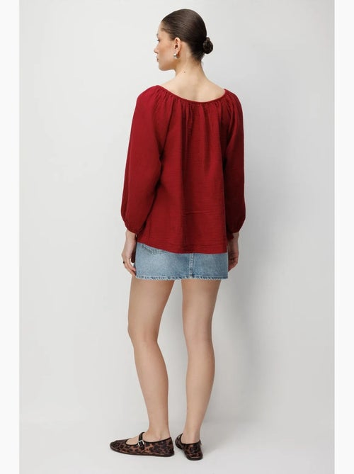 Blouse van mousseline met knopen mixray - Kiabi